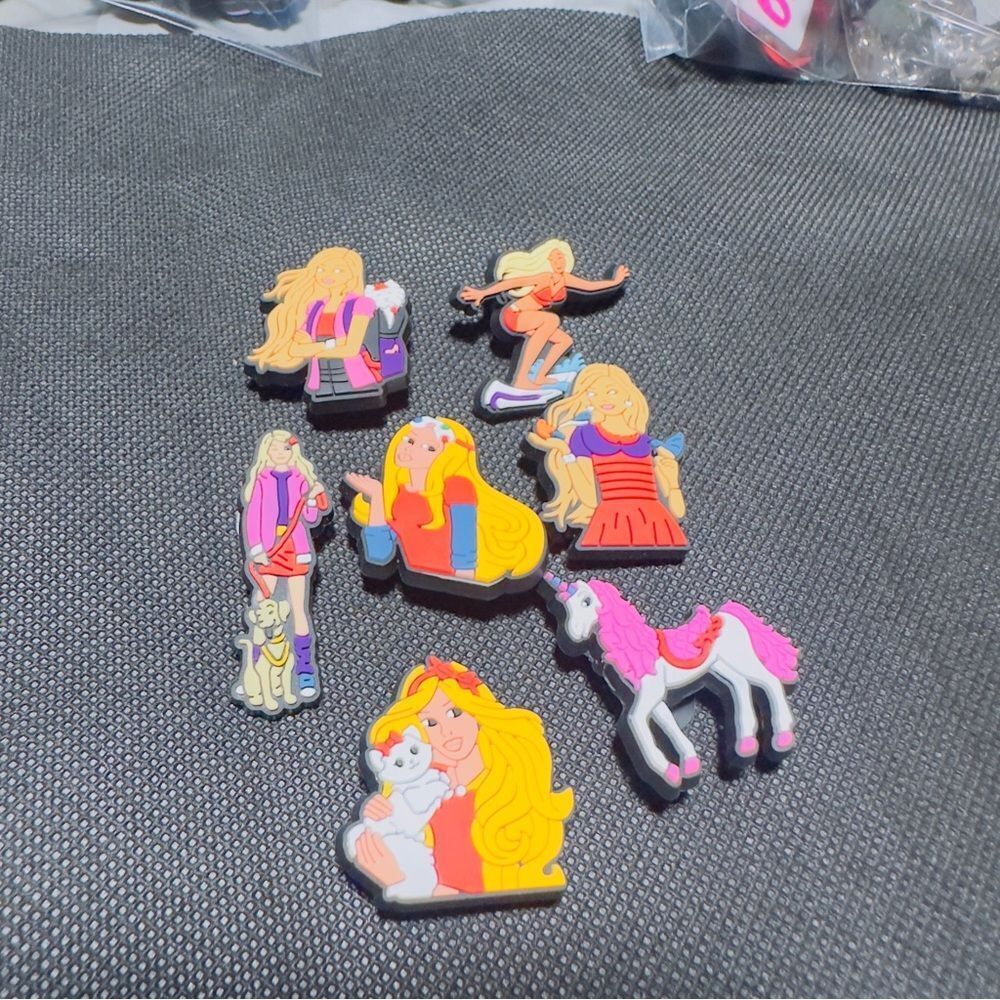 Barbie Croc Shoe Charms Set Pink Unicorn Fashion Jibbitz Style Accessories